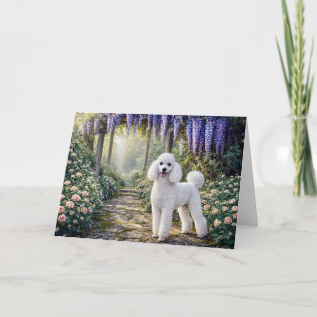 Cartão Standard Poodle Garden Blank Card (Frente)