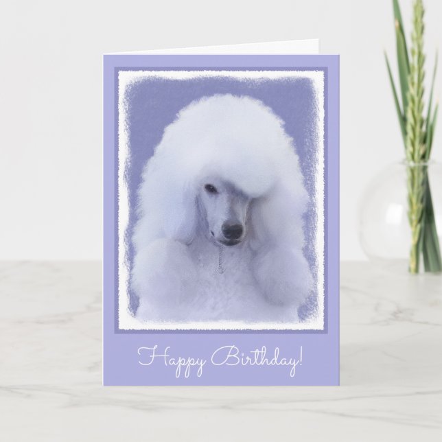 Cartão Standard Poodle White Painting - Original Dog Art (Frente)
