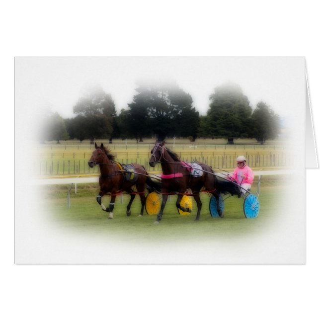 Cartão Standardbreds na pista (Frente Horizontal)