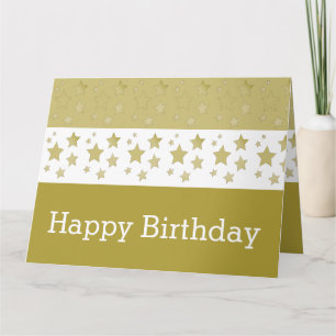 Cartão Star Patterned Gold and White Paper Birthday Card