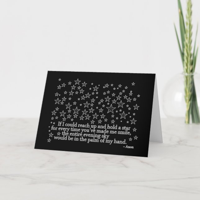 Cartão Star Quote Black and White Greeting Card (Frente)