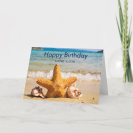 Cartão Starfish e Seashells no Aniversário da Praia