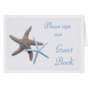 Cartão Starfish Weding Sign Our Guest Book Mesa Card