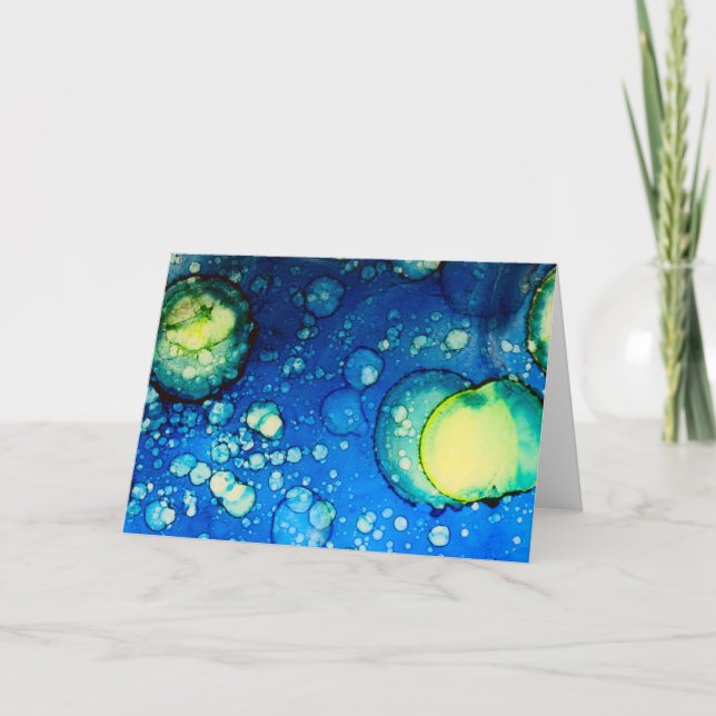 Cartão Starry Night Alcohol Ink Painting (Frente)