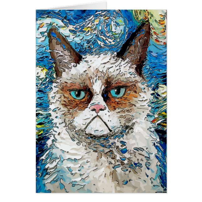 Cartão Starry Night Bad Cat (Frente)