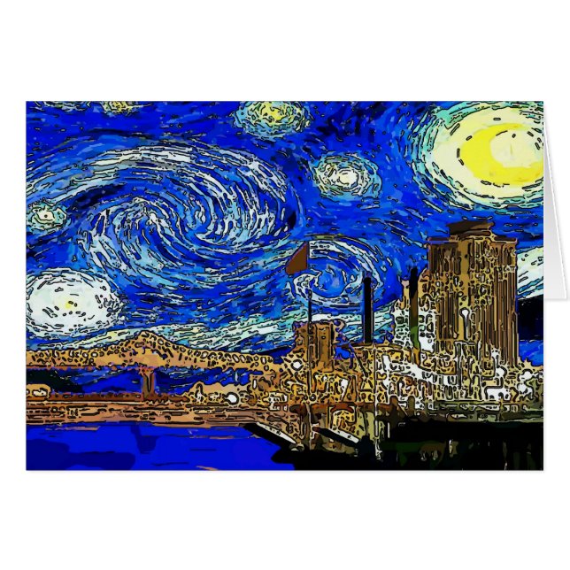 Cartão Starry Night Crescent City (Frente Horizontal)
