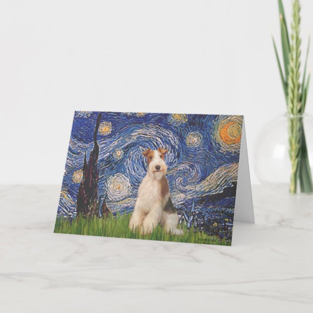 Cartão Starry Night - Fio Fox Terrier 3 (Frente)