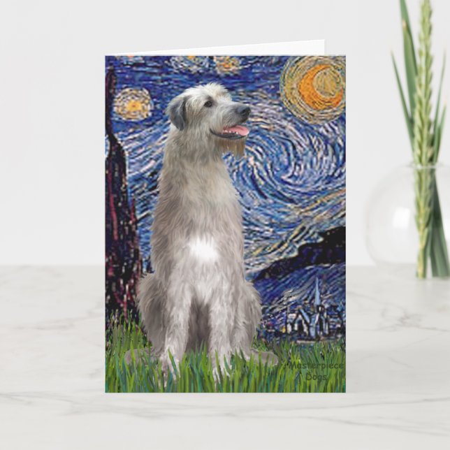 Cartão Starry Night - Irish Wolfhound (Frente)