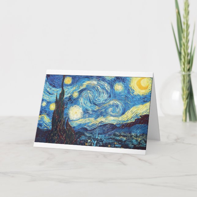 Cartão Starry Night por Van Gogh, Bela Arte, (Frente)