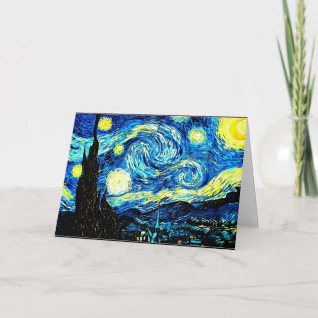 Cartão Starry Night por Vincent van Gogh (Frente)