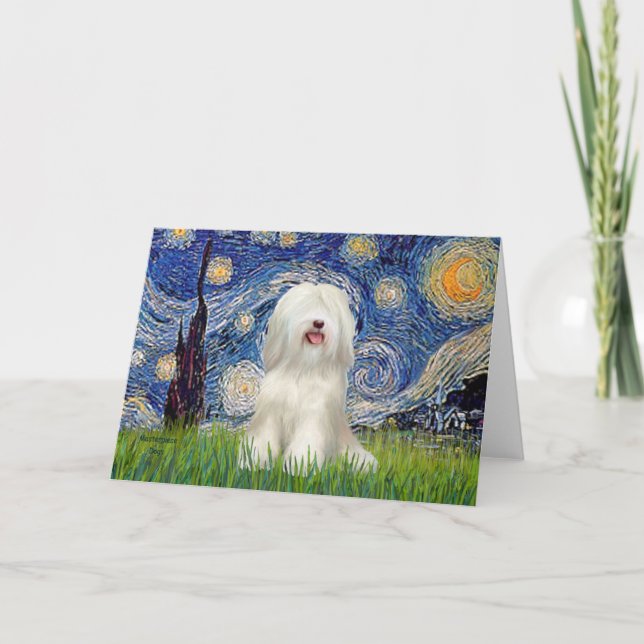 Cartão Starry Night - White Tibetan Terrier (Frente)