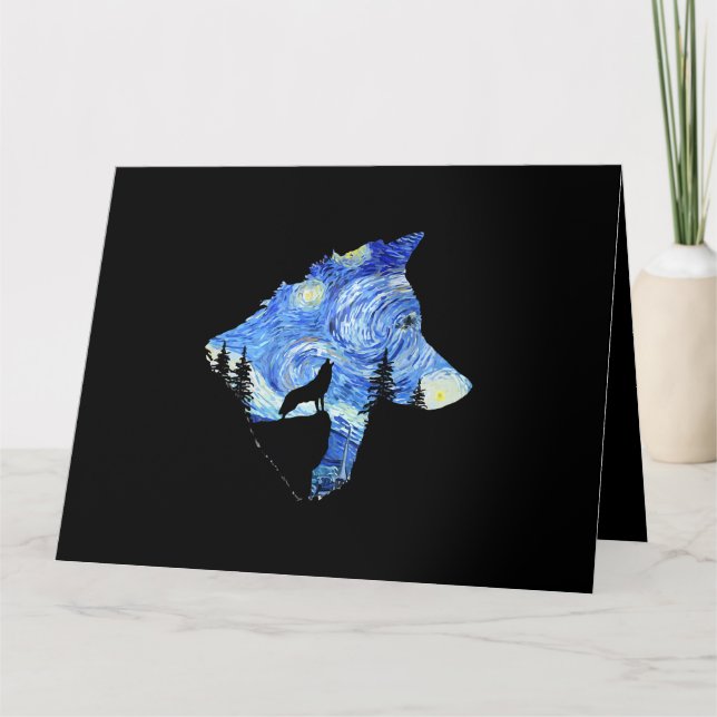 Cartão Starry Night Wolf por Vincent van Gogh famoso Pain (Frente)