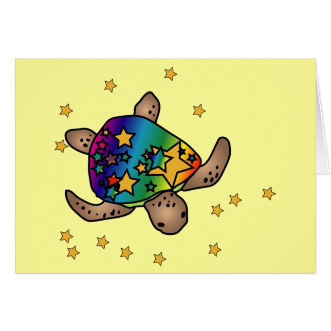 Cartão Starry Rainbow Turtle Card (Frente Horizontal)