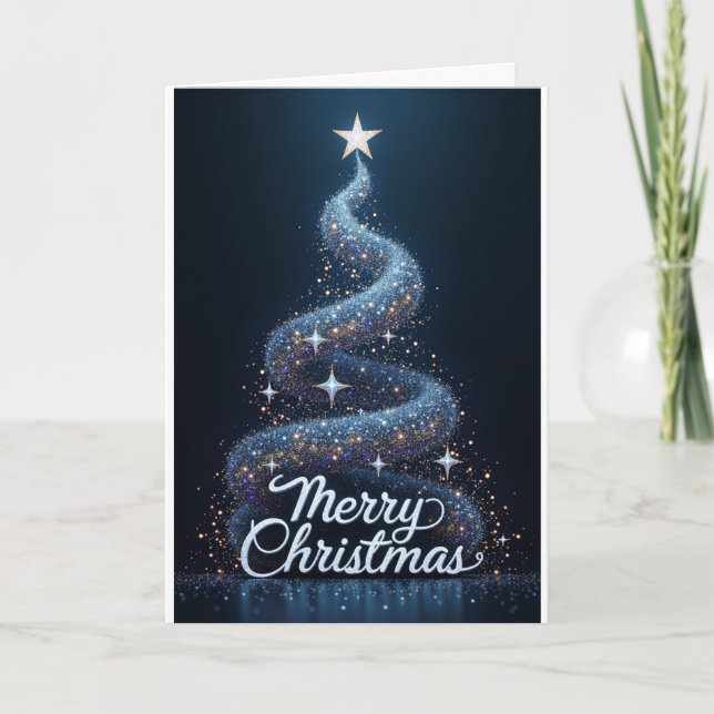 Cartão Starry Tree – Merry Christmas Sparkle (Frente)