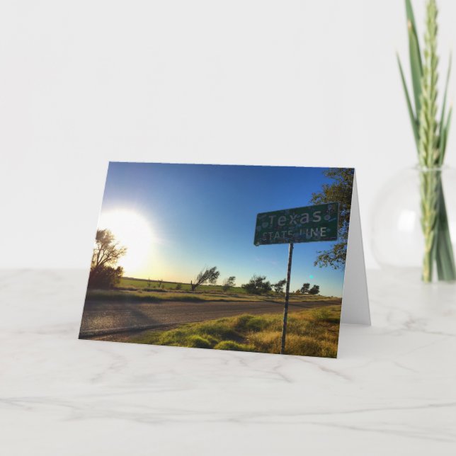 Cartão state line sunset greeting card (blank inside) (Frente)