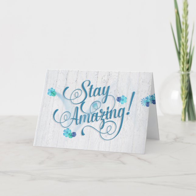 Cartão "stay amazing" birthday daisies on wood (Frente)