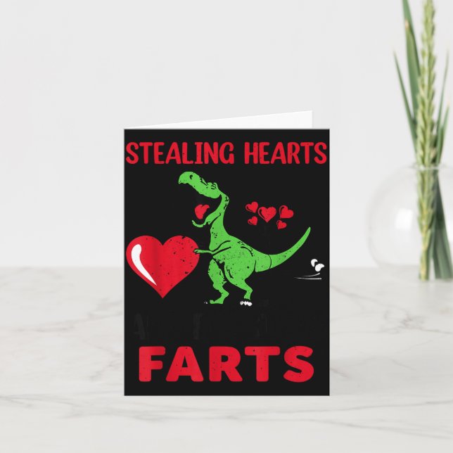 Cartão Stealing Hearts And Blasting Farts T Rex Cute Todd (Frente)