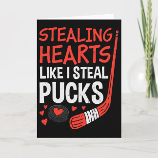Cartão Stealing Hearts Stealing Pucks Hockey Valentines D