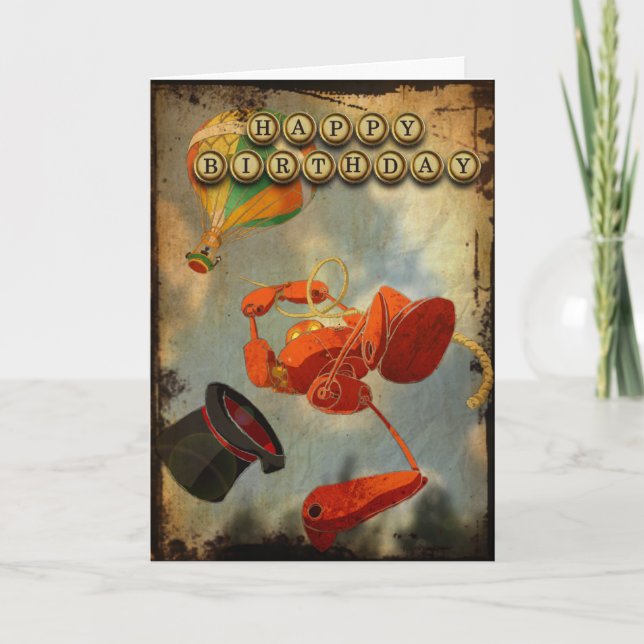 Cartão Steampunk Birthday Card (Frente)