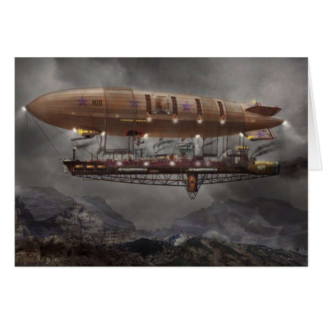 Cartão Steampunk - Blimp - Airship Maximus (Frente Horizontal)