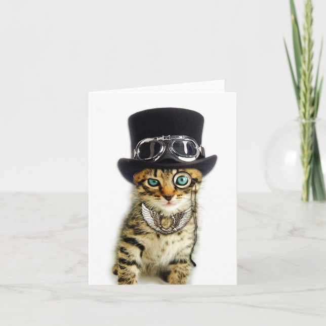 Cartão Steampunk Cat Note Card (Frente)