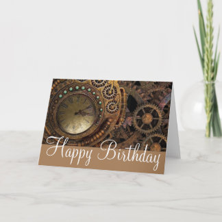 Cartão Steampunk Gears & Cogs Birthday