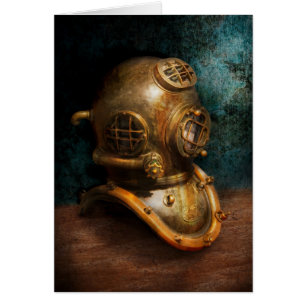 Cartão Steampunk - mergulho - o capacete do mergulho
