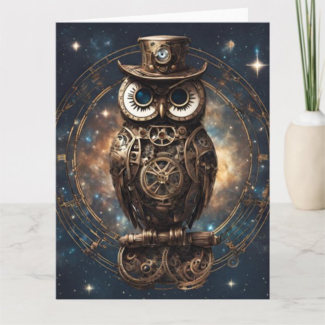 Cartão Steampunk Owl (Frente)