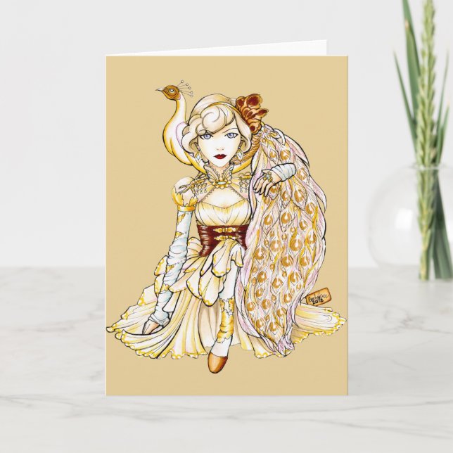 Cartão Steampunk Queen and Peacock Notecard (Frente)