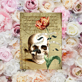 Cartão Steampunk Skull Floral Writing Halloween Note Card