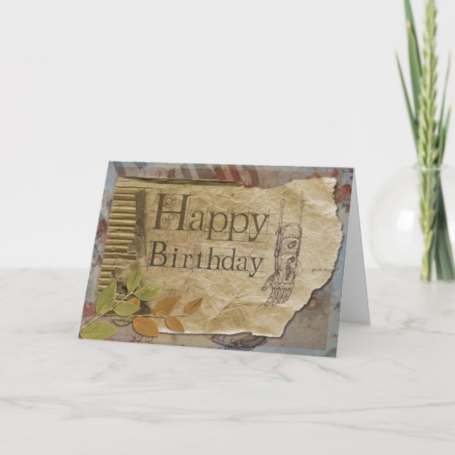Cartão Steampunk style Birthday Greeting (Frente)