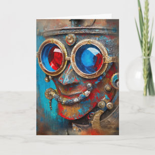 Cartão Steampunk The Tin Man Retrait com Citação