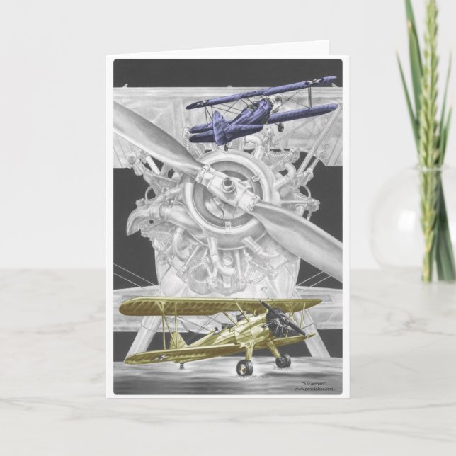 Cartão Stearman Biplane (Frente)