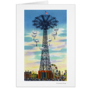 Cartão Steeplechase Park Parachute Jump Daytime Cena