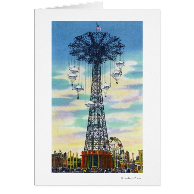 Cartão Steeplechase Park Parachute Jump Daytime Cena (Frente)