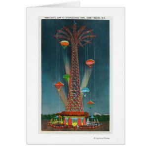 Cartão Steeplechase Park Parachute Jump View à Noite