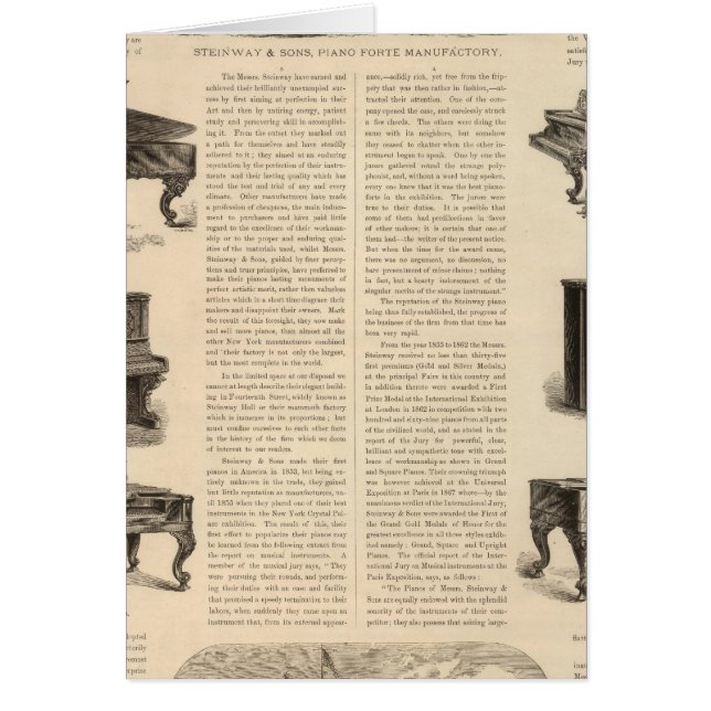 Cartão Steinway e Sons, Fabricantes de Piano (Frente)