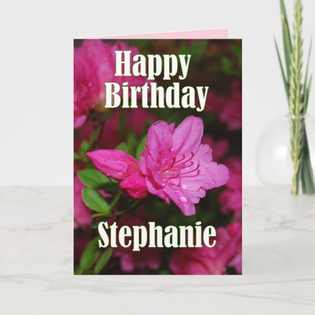 Cartão Stephanie Pink Azalea Happy Birthday (Frente)
