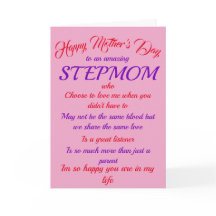 Stepmom Mother's Day Pink Typography Card