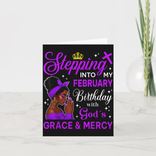 Cartão Stepng Into My February Birthday Black Afro Woman  (Frente)