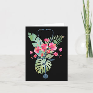 Cartão Stethoscope Tropical Flowers Summer Aloha Hawaii R