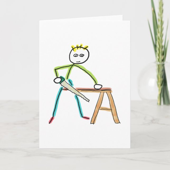 Cartão Stickman de Carpintaria (Frente)