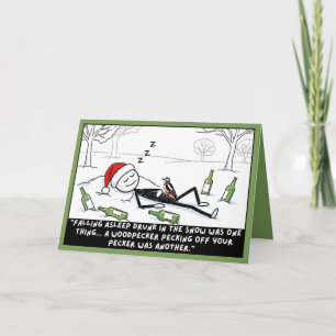 Cartão Stickman de Natal Engraçado