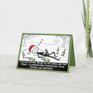 Cartão Stickman de Natal Engraçado
