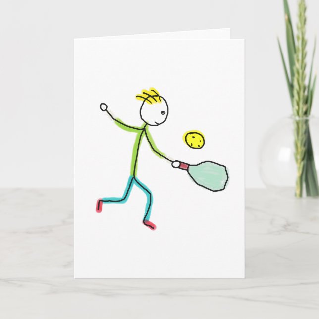 Cartão Stickman de Pickleball (Frente)