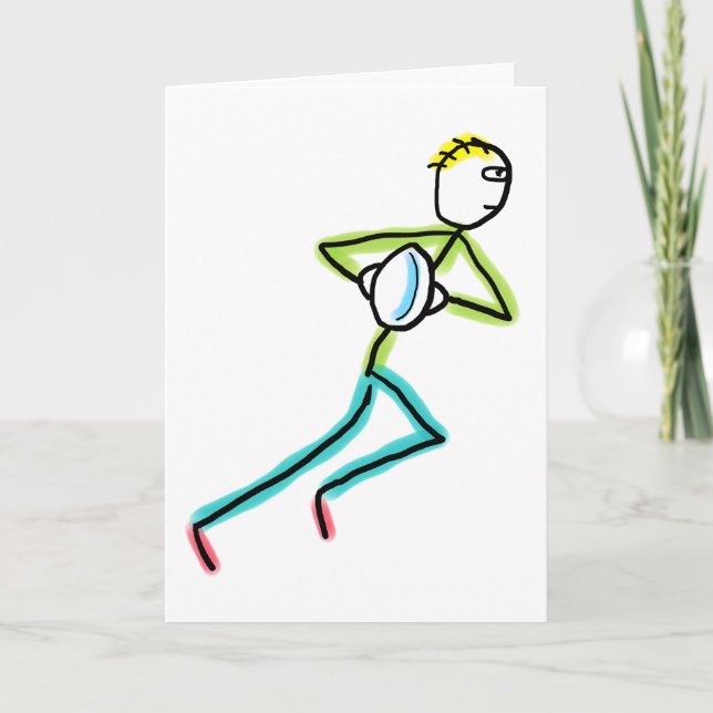 Cartão Stickman de Rugby (Frente)