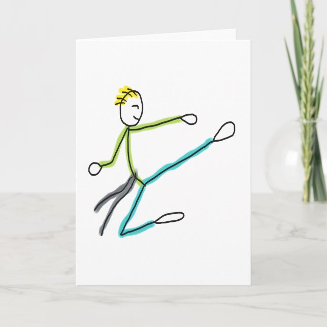 Cartão Stickman de Taekwondo (Frente)