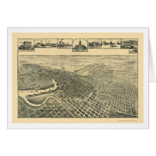 Cartão Stockton, mapa panorâmico de CA - 1895b