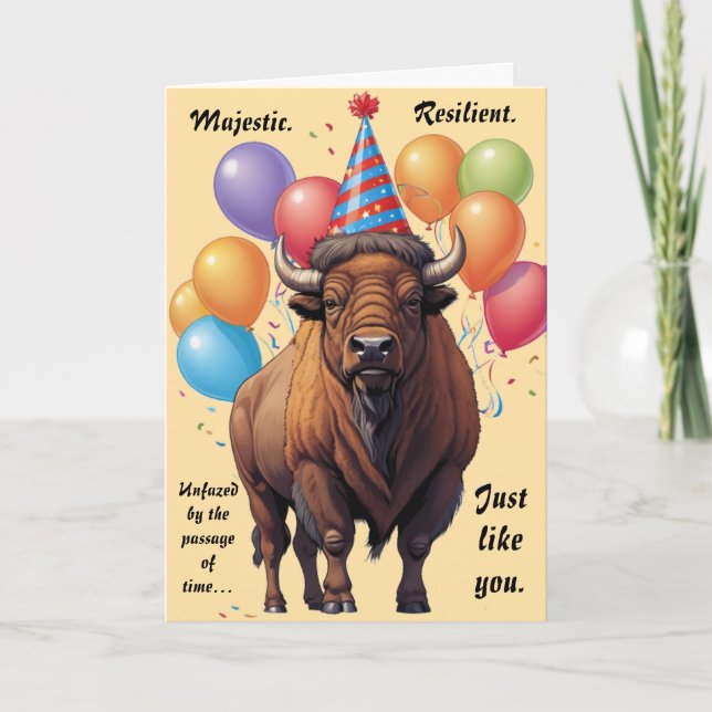 Cartão Stoic Bison Birthday Wisdom (Frente)