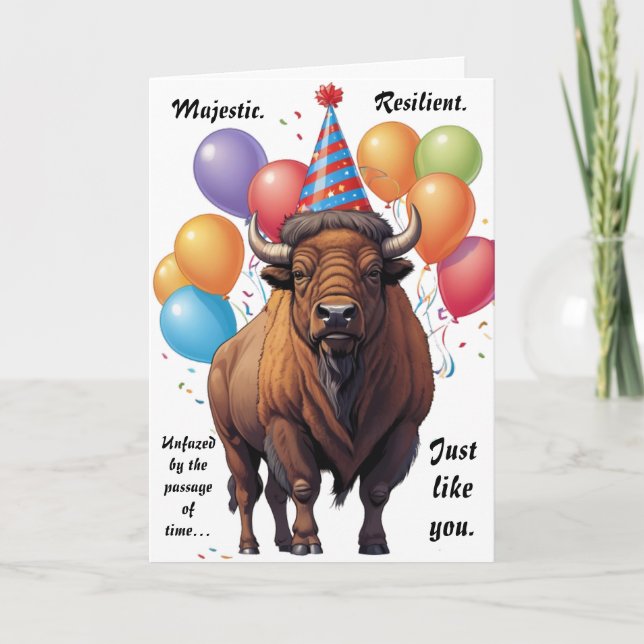 Cartão Stoic Bison Birthday Wisdom (Frente)